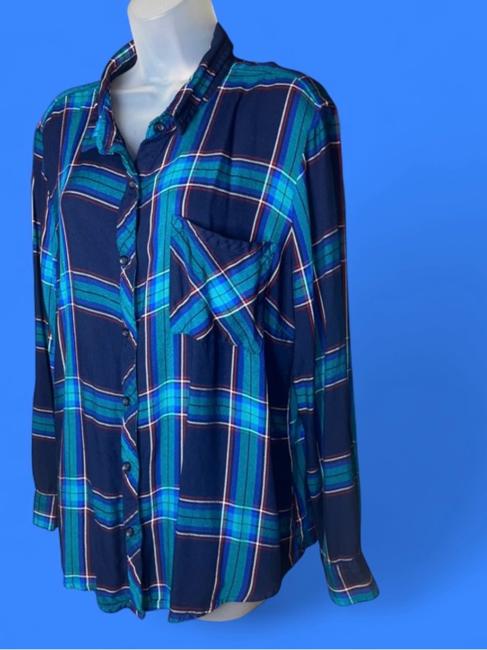 Upcycled Time and Tru George Strait Plaid Button-Down Shirt - Picture 8 of 16